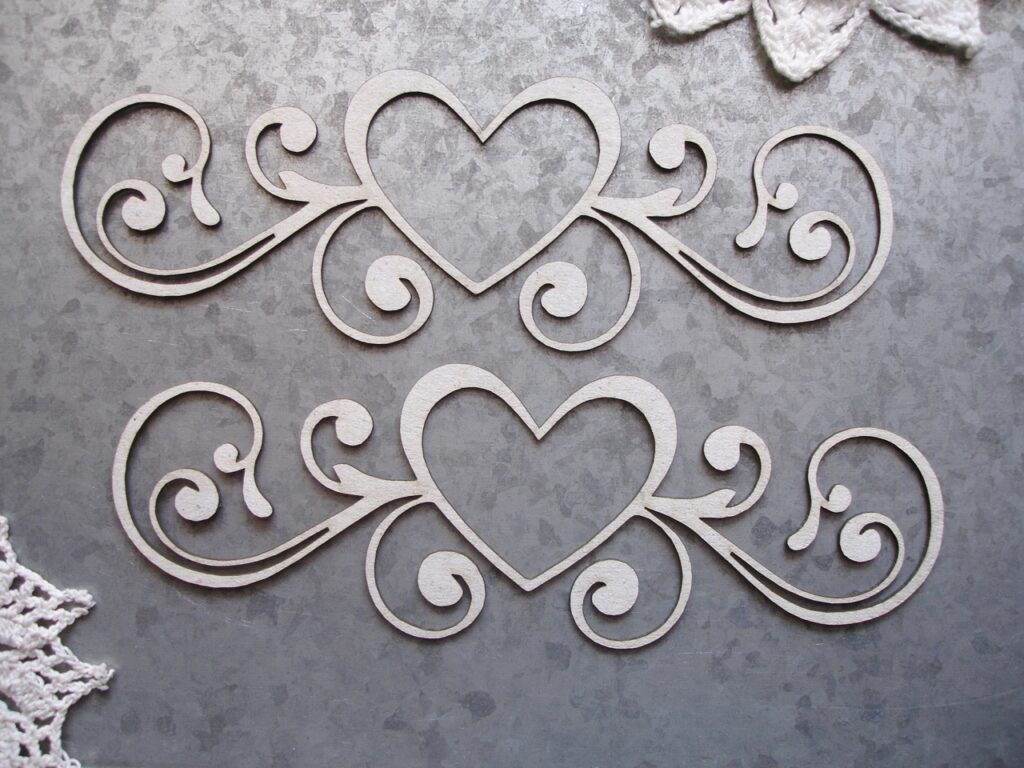 Heart Scroll Set – Scrapaholics Wholesale – Laser Cut Chipboard Designs